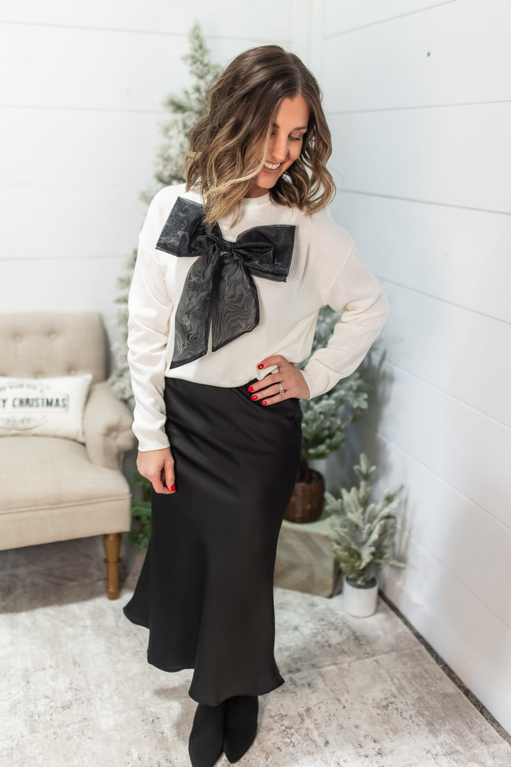 The Serene Satin Midi Skirt