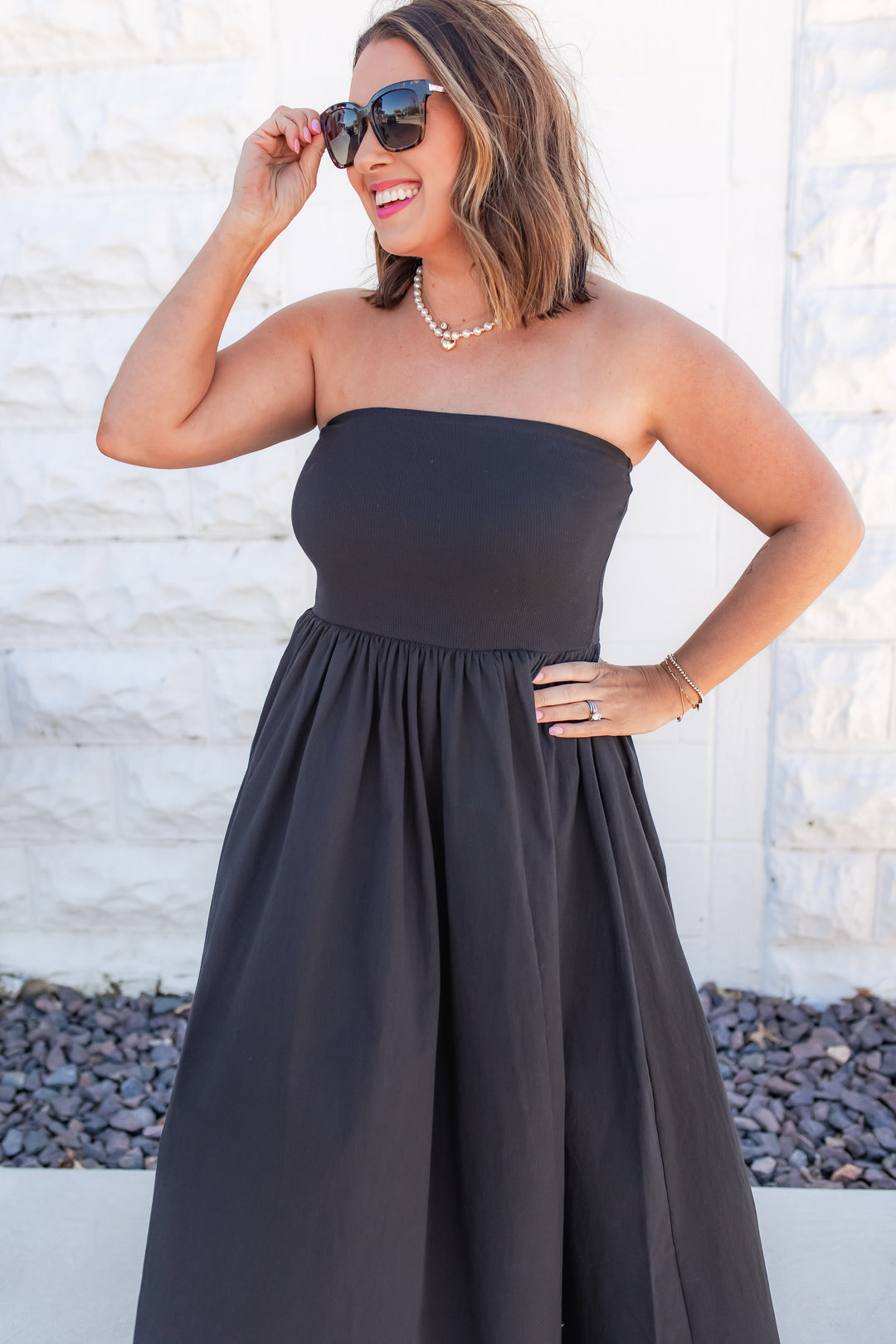 The Midnight Oasis Strapless Dress