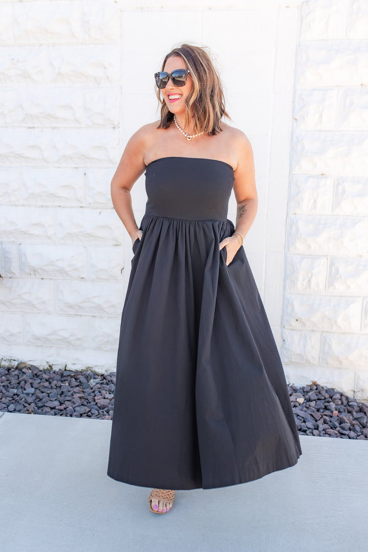 The Midnight Oasis Strapless Dress