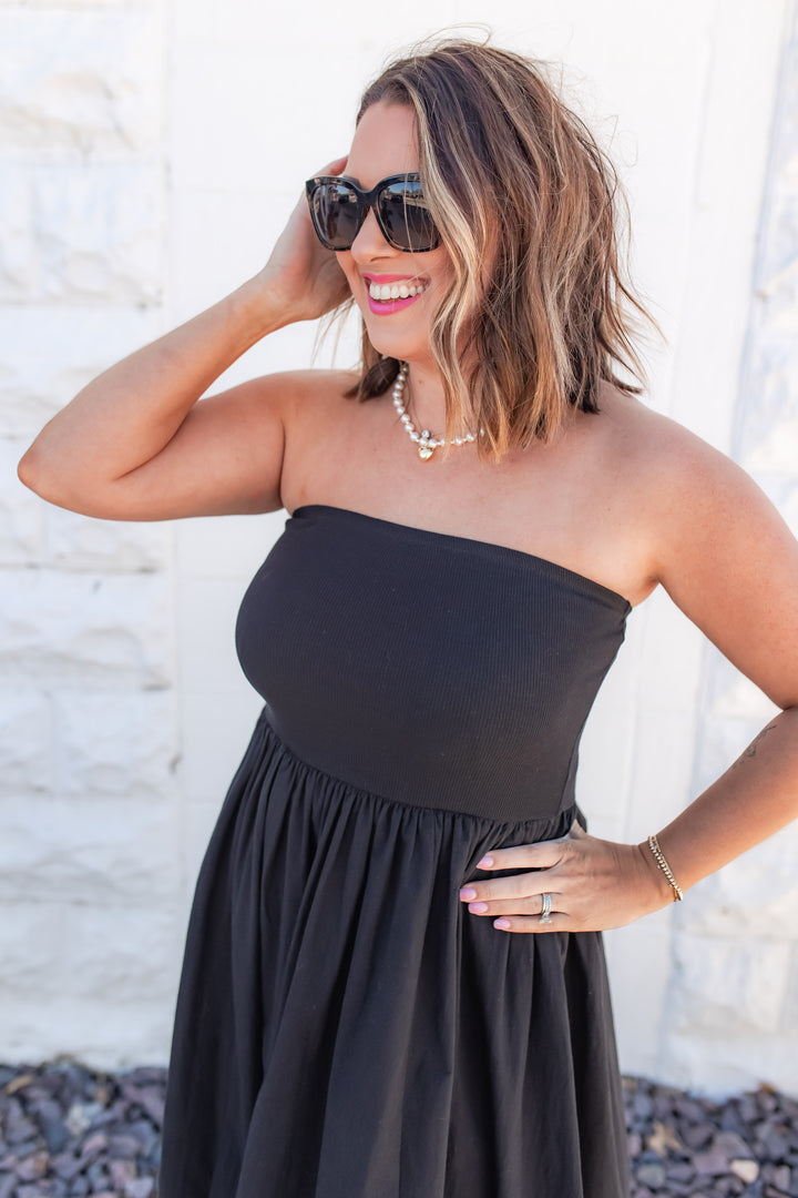 The Midnight Oasis Strapless Dress