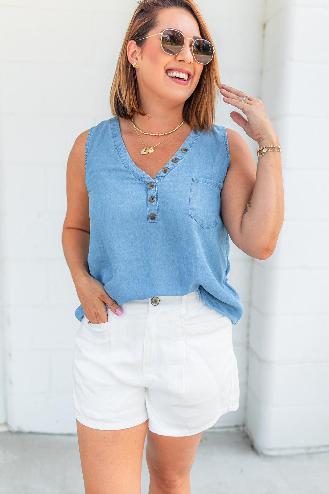 The Carter Chambray Tank