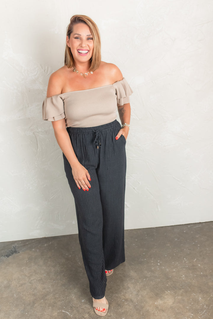 The Selene Ruffle Top - Tan